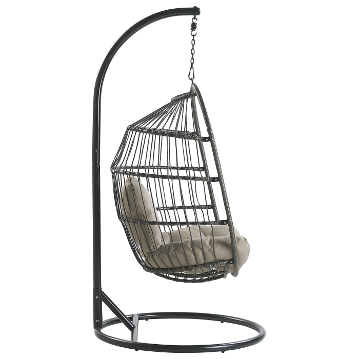 ALBA Suspended Armchair with Stand Synthetic Rattan Black [5]