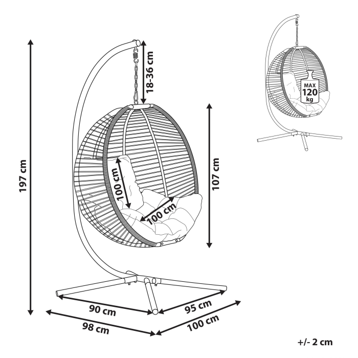 Hanging Armchair with ARCO Metal Support White [3]