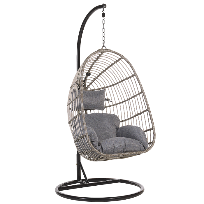 CASOLI Hanging Armchair with Support Synthetic Rattan Grey [2]