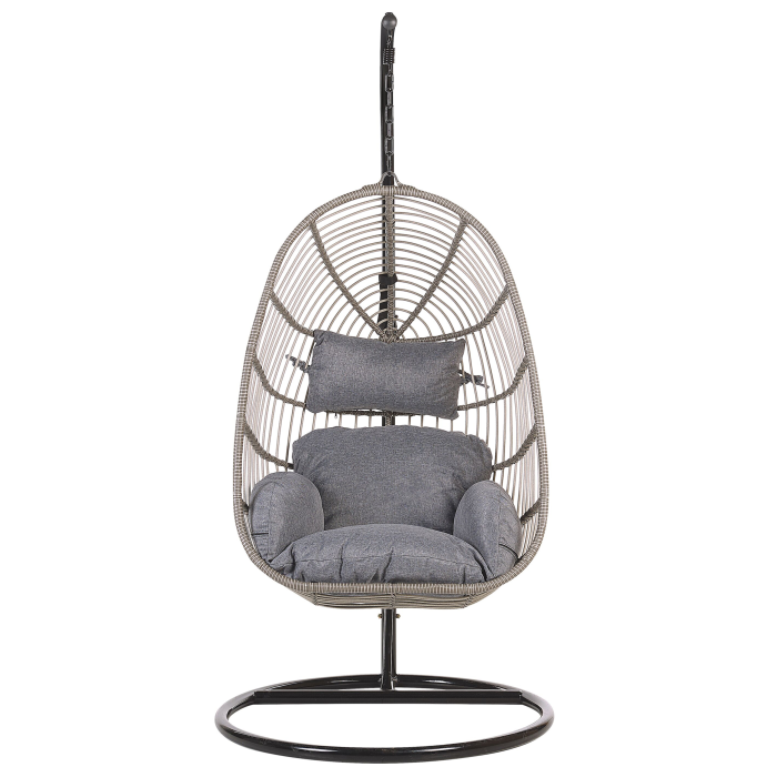 CASOLI Hanging Armchair with Support Synthetic Rattan Grey [4]
