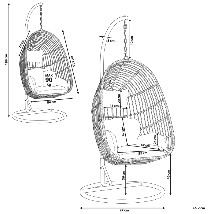 Hanging Armchair with Support CASOLI Synthetic Rattan Natural [3]