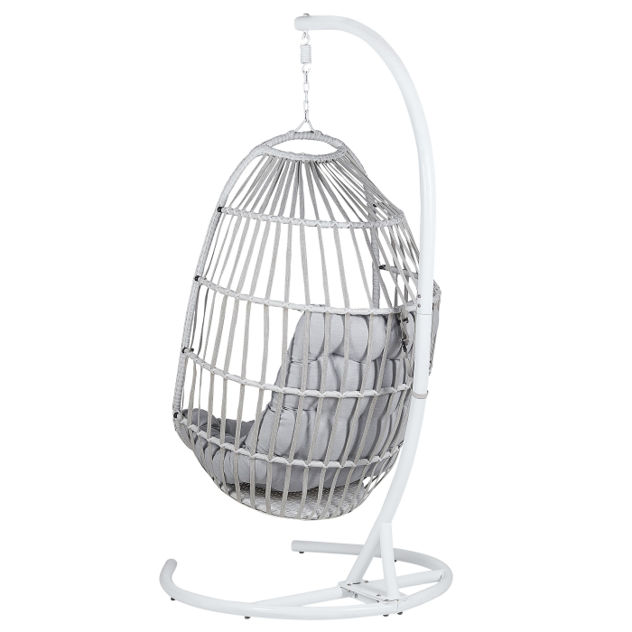 Suspended Armchair with Support SESIA Synthetic Rattan Light Grey [5]