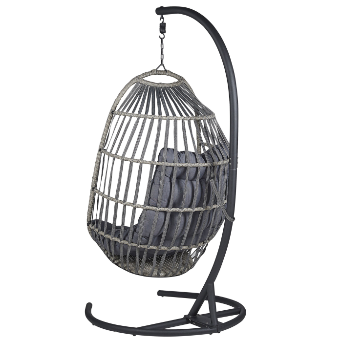 Fotoliu suspendat cu suport SESIA Ratan sintetic Gri închis [5]