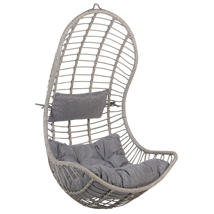 PINETO Hanging Armchair Synthetic Rattan Grey [2]