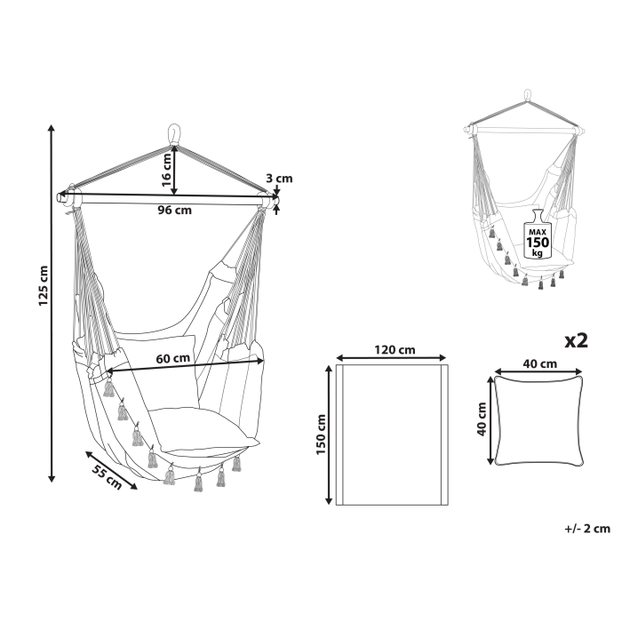 Fotoliu suspendat VARENA Bumbac Portocaliu [3]
