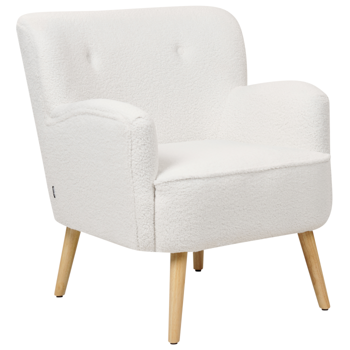 TUMBA Armchair with Boucle Stool White [5]
