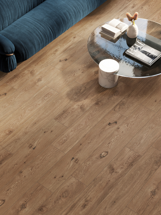 FABLE Cognac 20x120 RT tiles, natural cognac wood look, rectified edges, durable and resistant. Perfect for living room, bedroom, bathroom or kitchen [3]