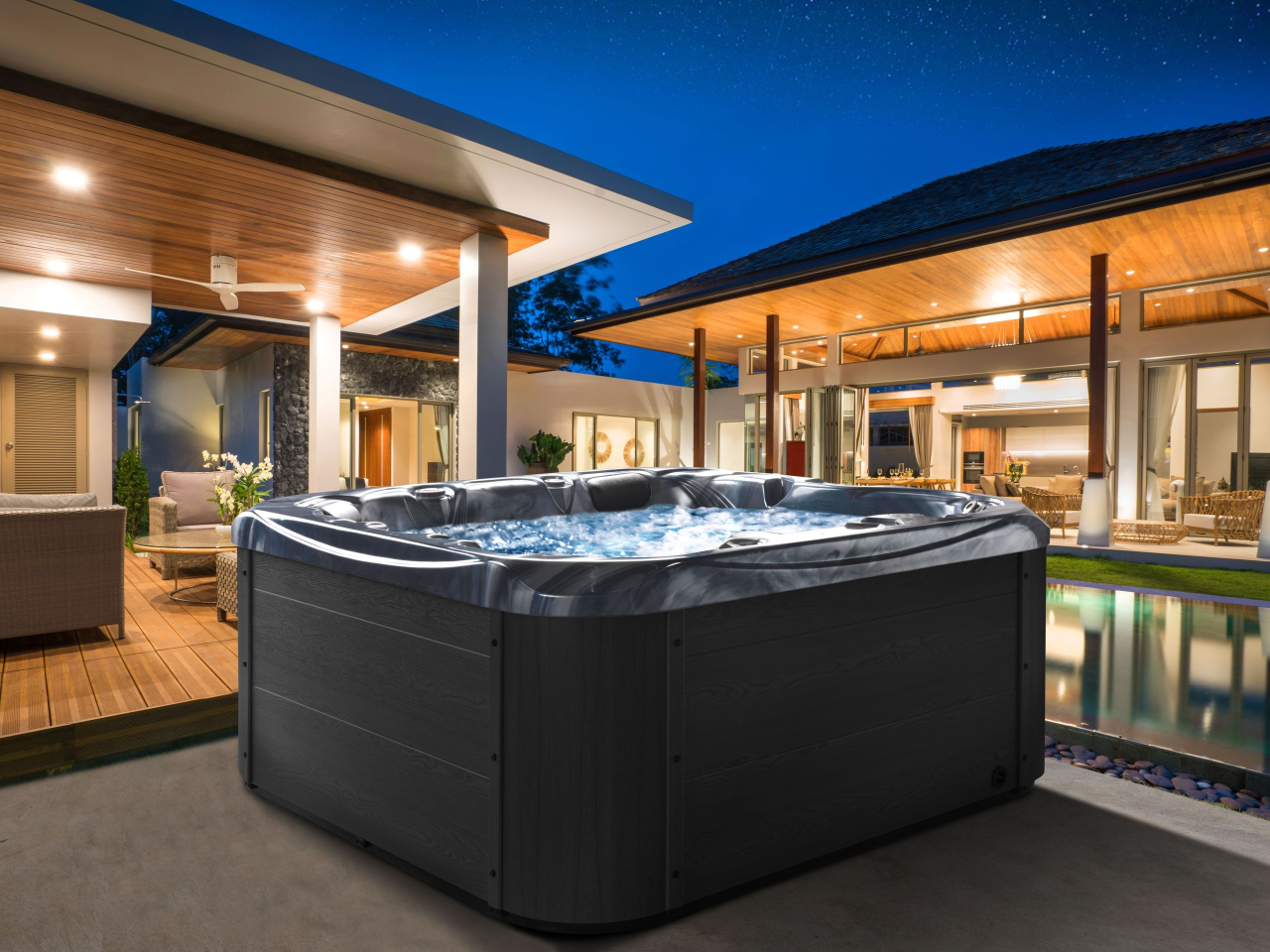 Jacuzzi exterior cu LED LASTARRIA Gri grafit [1]