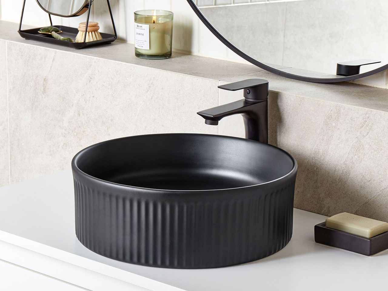 GELDO Countertop Washbasin ⌀ 37 cm Ceramic Black [1]