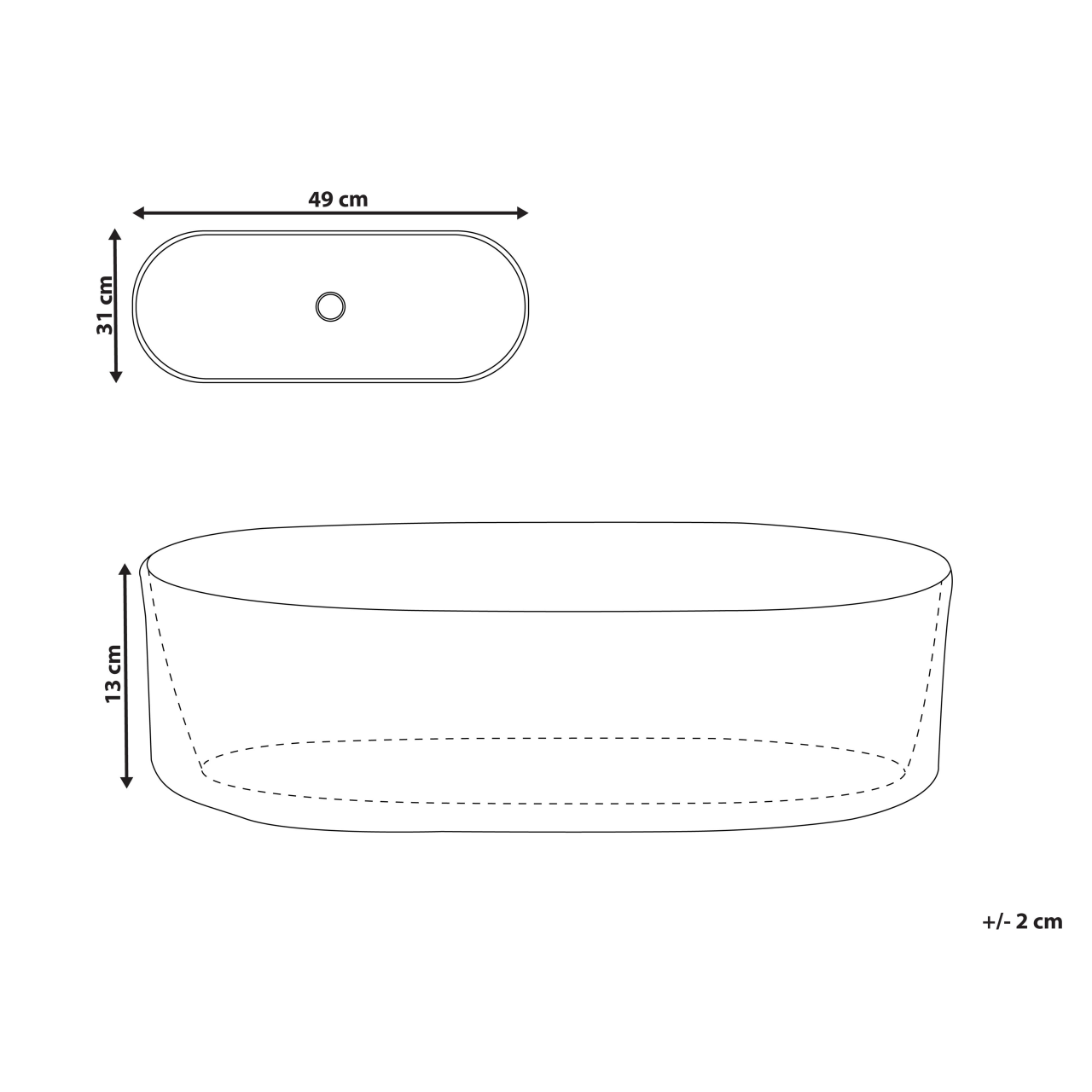 Lavoar pe blat GELDO 49 x 31 cm Ceramică Negru [3]