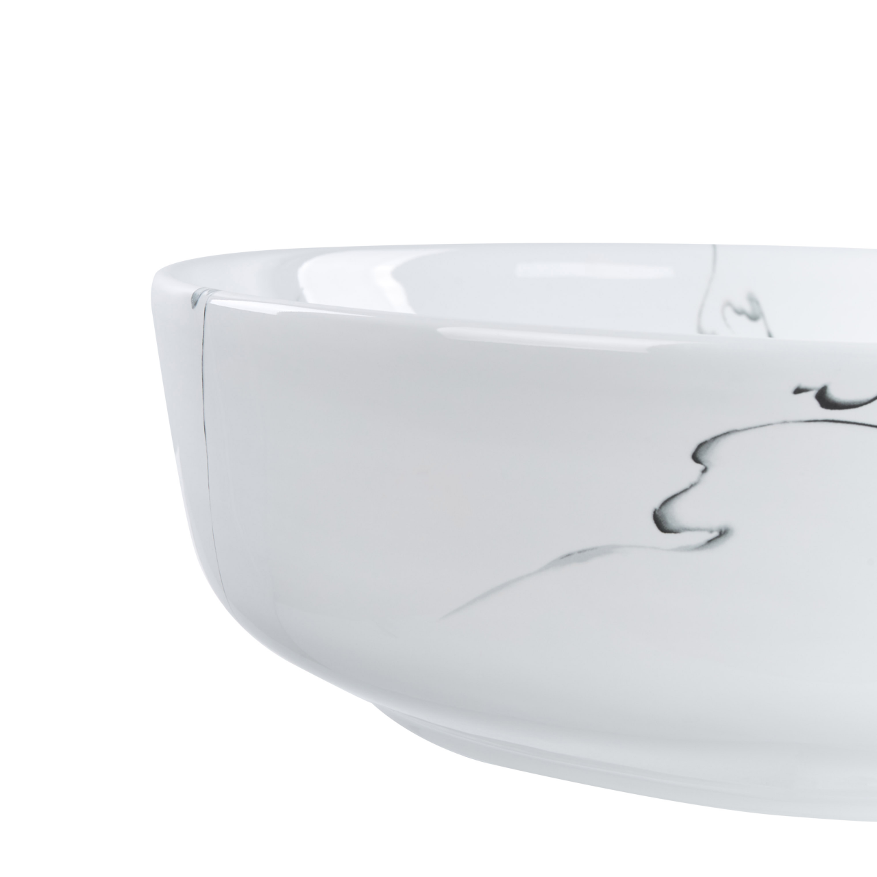 Lavoar pe blat HOPI ⌀ 42 cm Ceramică Alb marmură [4]