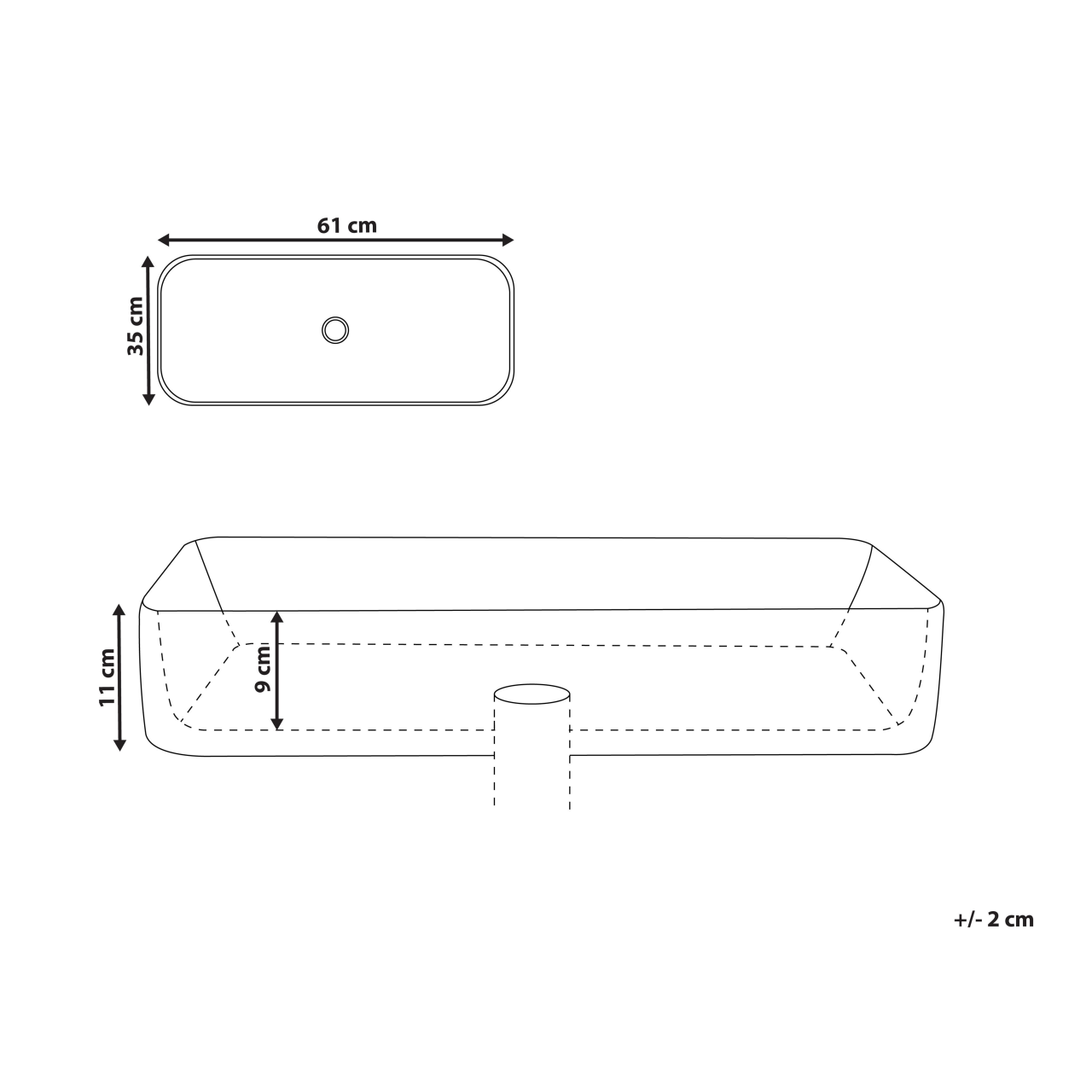 HOPI countertop washbasin 61 x 35 cm Ceramic Marble white [3]