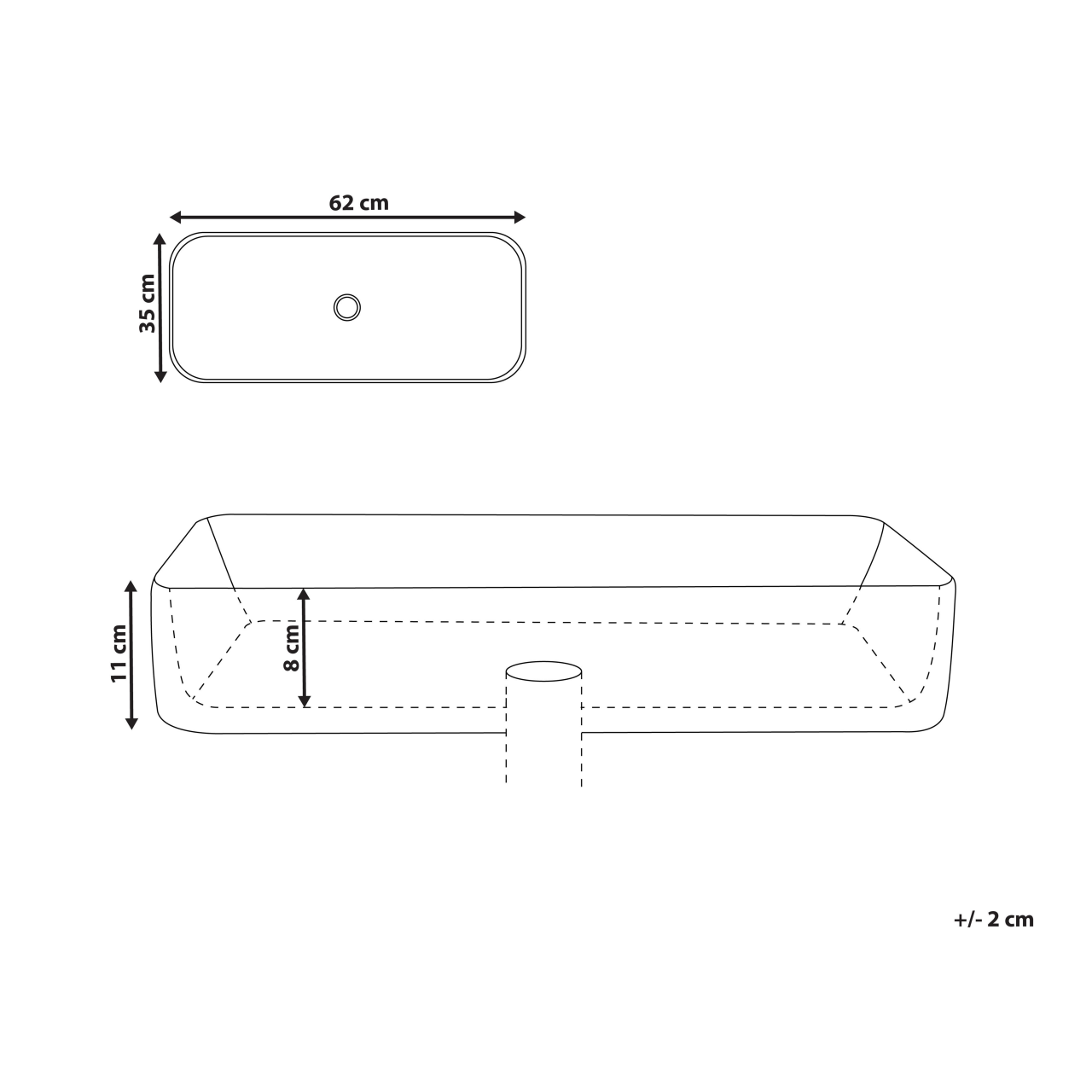IPALA Countertop Washbasin 62 x 35 cm Ceramic White Marble [3]