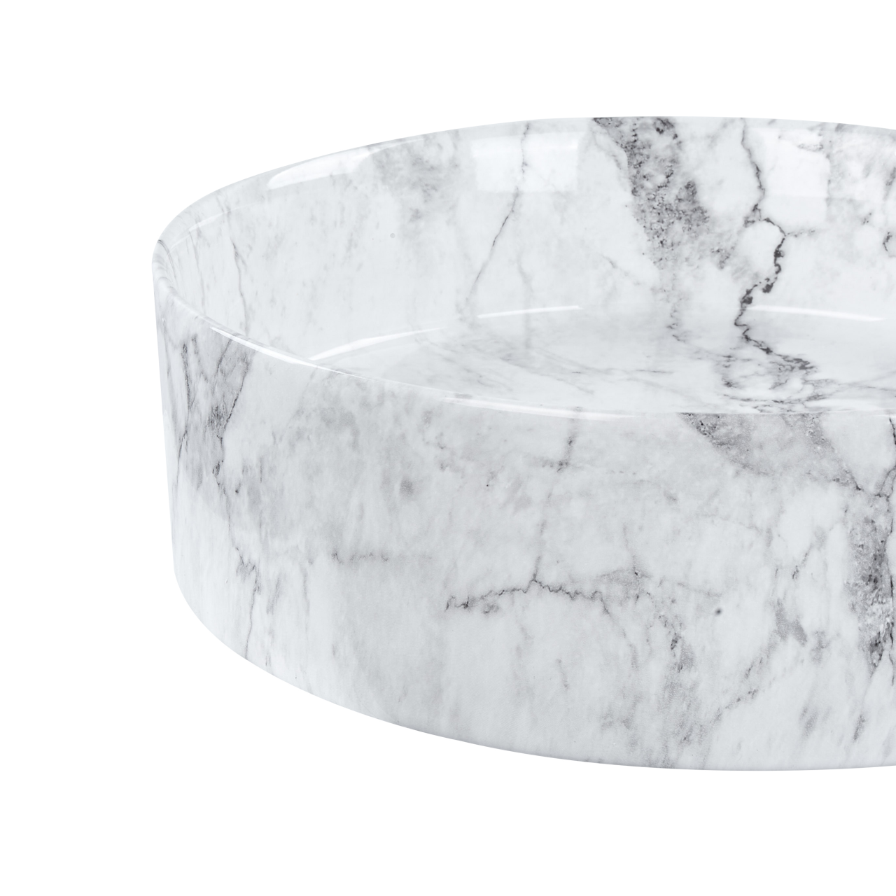 Lavoar pe blat MANIS ⌀ 40 cm Ceramică Alb marmură [4]