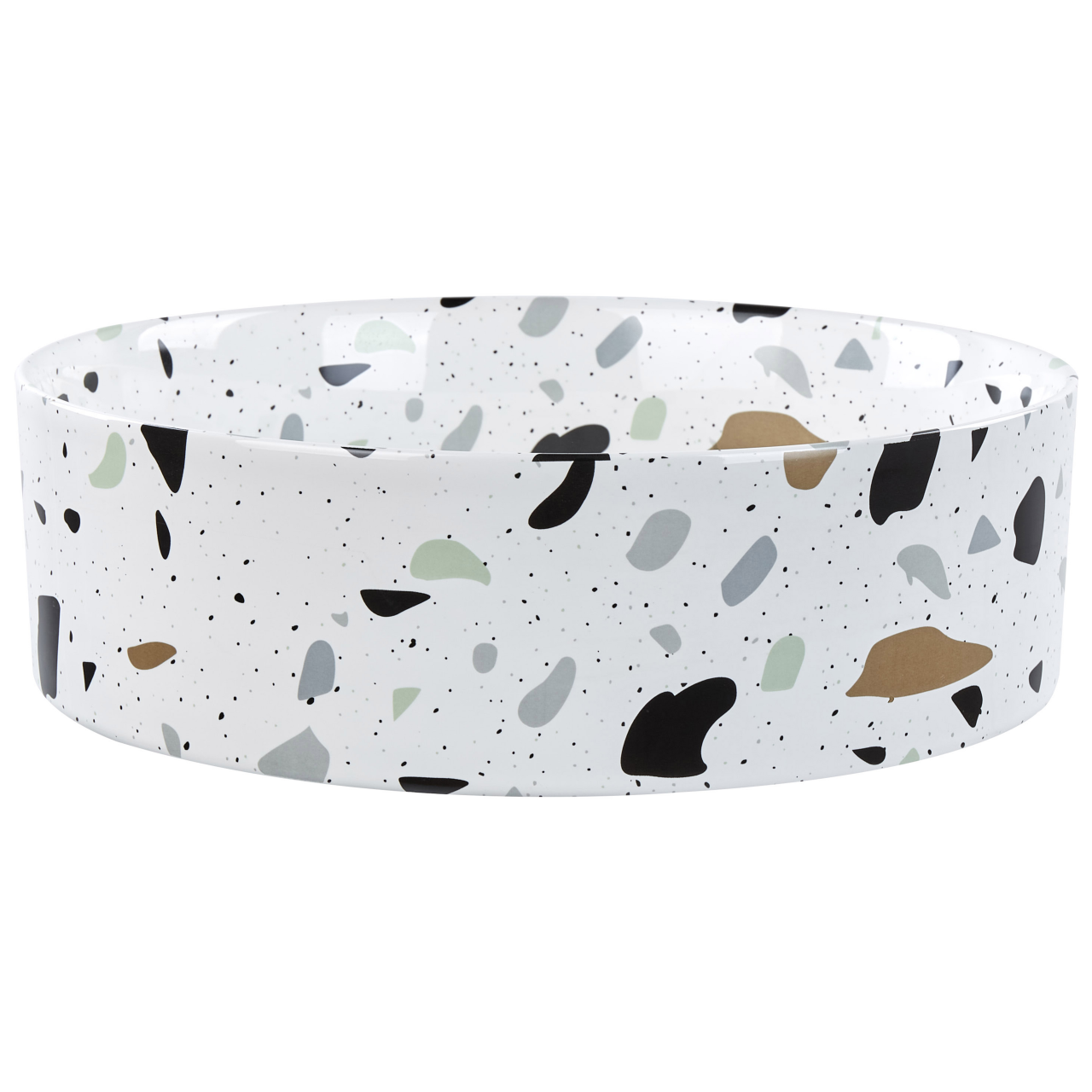 NULES Countertop Washbasin ⌀ 40 cm Ceramic Terrazzo White [2]