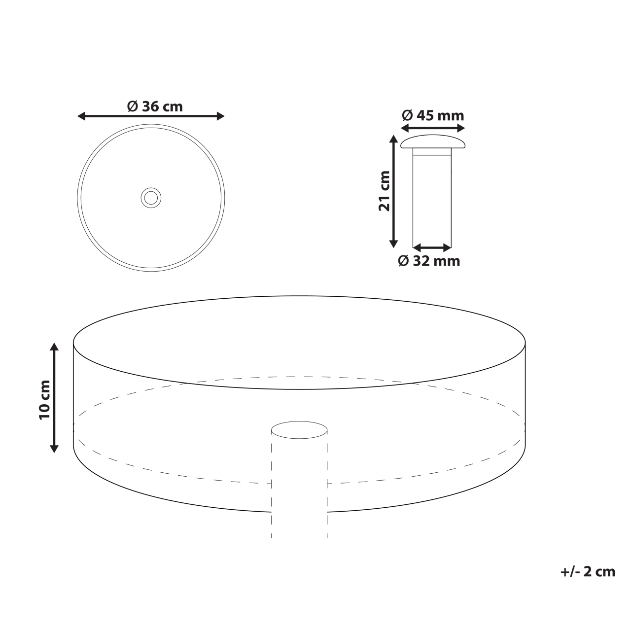 Lavoar pe blat TOLOSA ⌀ 36 cm Compozit acrilic Albastru deschis [3]