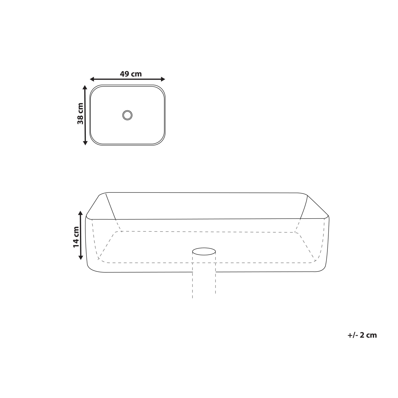 Lavoar pe blat XERT 49 x 38 cm Ceramică Alb [3]