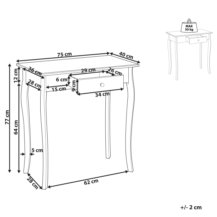 Masă consolă ALBIA Alb [3]
