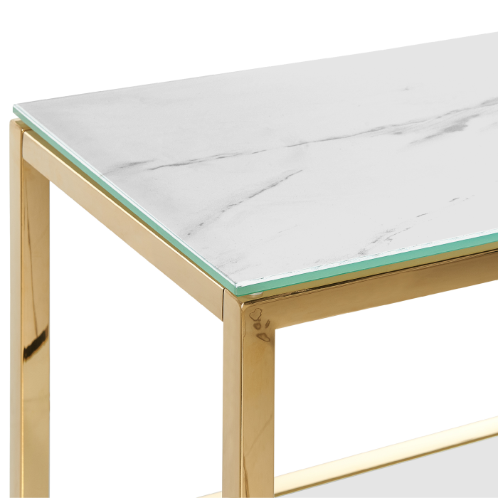 Console table AZUSA Tempered glass White marble [5]