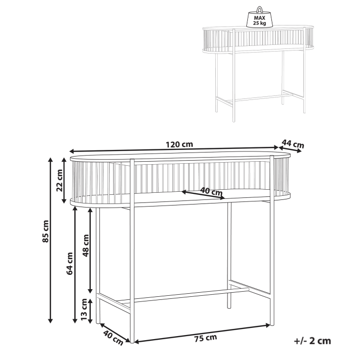 Masă consolă BIRSON Negru [3]