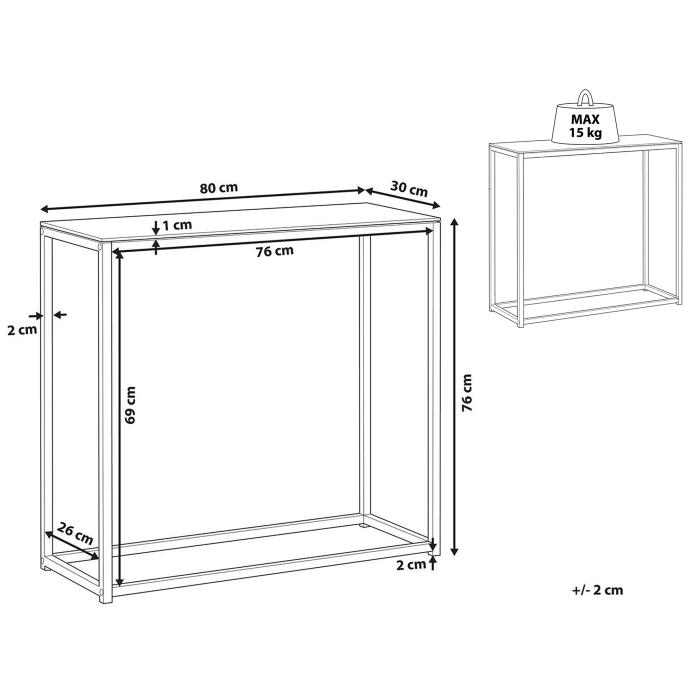 Masă consolă DELANO Sticlă securizată Marmură/Negru [3]