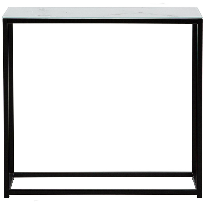 Masă consolă DELANO Sticlă securizată Marmură/Negru [4]