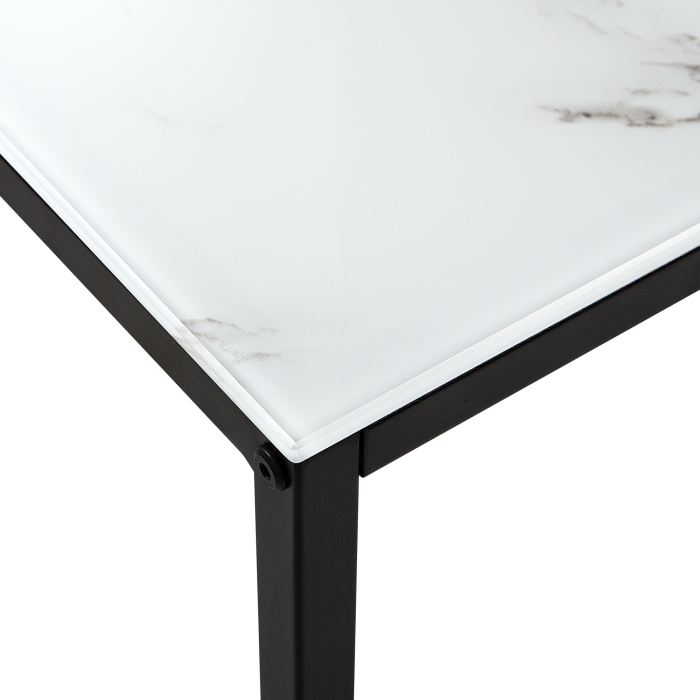 Masă consolă DELANO Sticlă securizată Marmură/Negru [5]