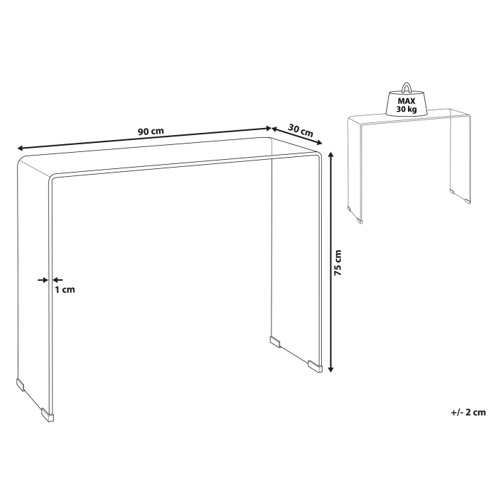 Masă consolă KENDALL Sticlă securizată Transparent [3]