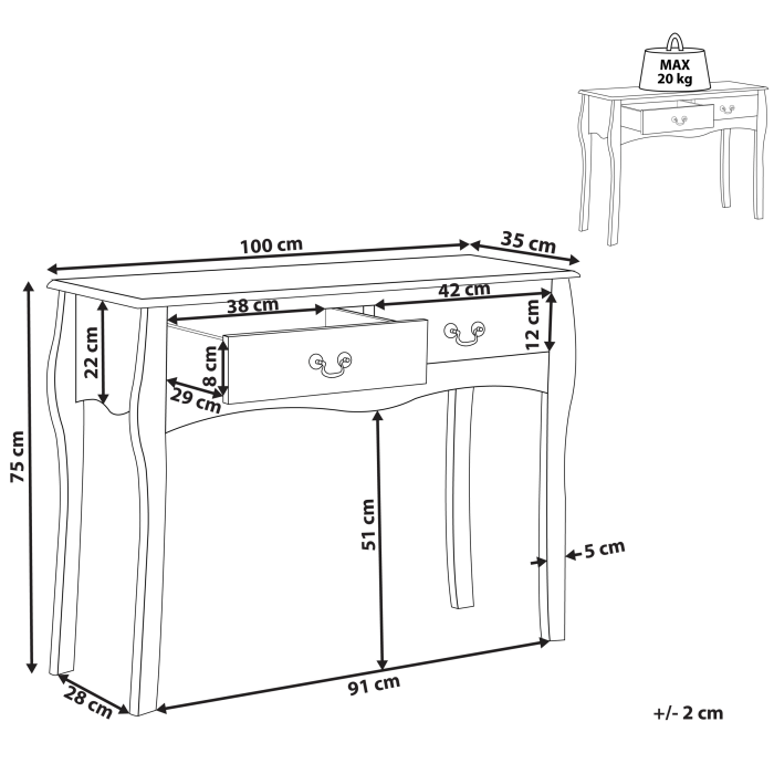 Masă consolă KLAWOCK Negru [3]