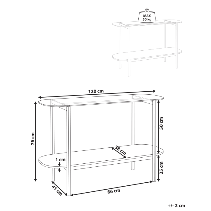 LOVELL console table Tempered glass Gold [3]
