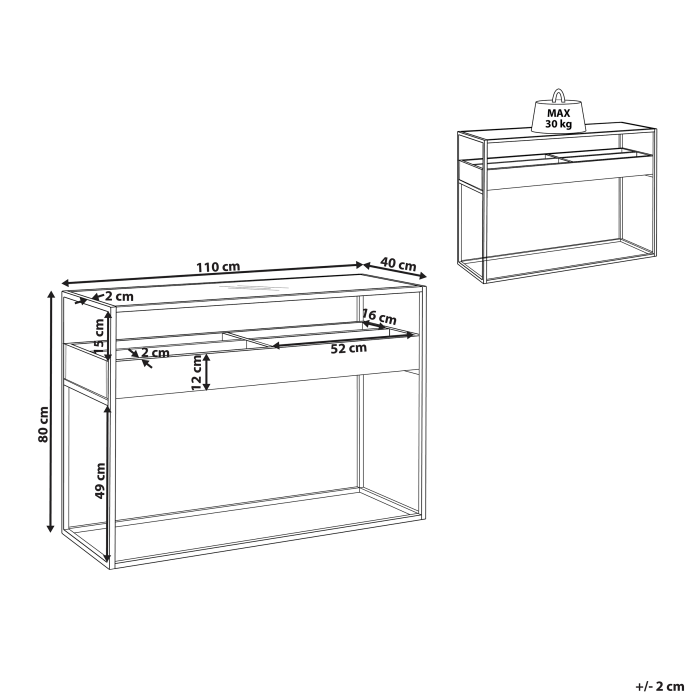 Console table WACO Tempered glass Black [3]