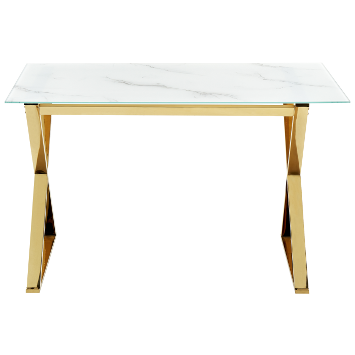 Masă de dining ATTICA Marmură/Auriu 120 cm 70 cm Sticlă securizată [4]