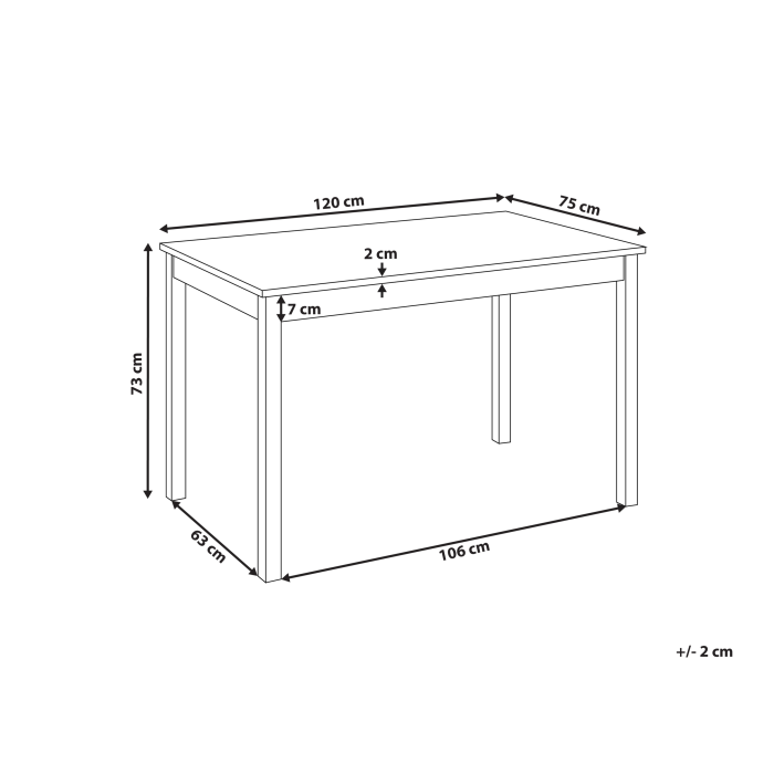 Masă de dining BARLEE Alb 120 cm 75 cm Lemn de plop [3]