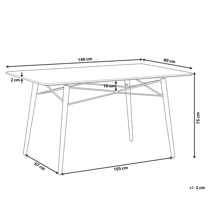 Masă de dining BIONDI Negru 140 cm 80 cm [3]