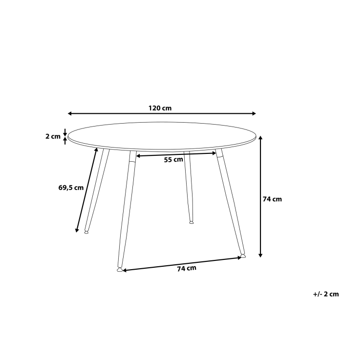 Masă de dining BOVIO Negru 120 cm 120 cm [3]