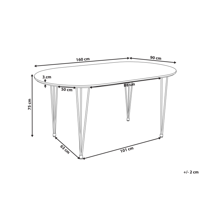Masă de dining CAVELL Maro deschis 160 cm 90 cm [3]