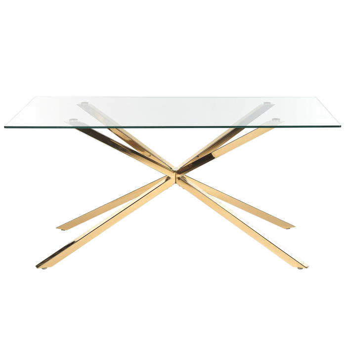 Masă de dining CORA Auriu 160 cm 90 cm Sticlă securizată [4]