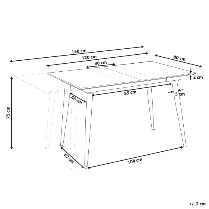 Masă de dining EFTALIA Alb marmură 120/150 cm 80 cm [3]