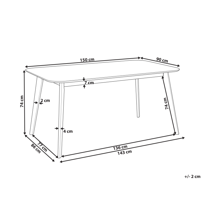 Masă de dining EPHRATA Mahon închis 150 cm 90 cm [3]