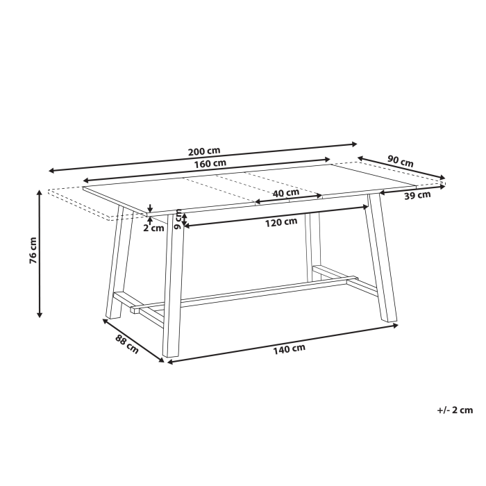 BARNES extendable dining table Light ash 160/200 cm 90 cm [3]