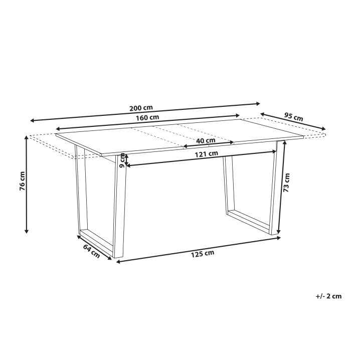 Masă de dining extensibilă CAMDEN Frasin deschis 160/200 cm 95 cm [3]