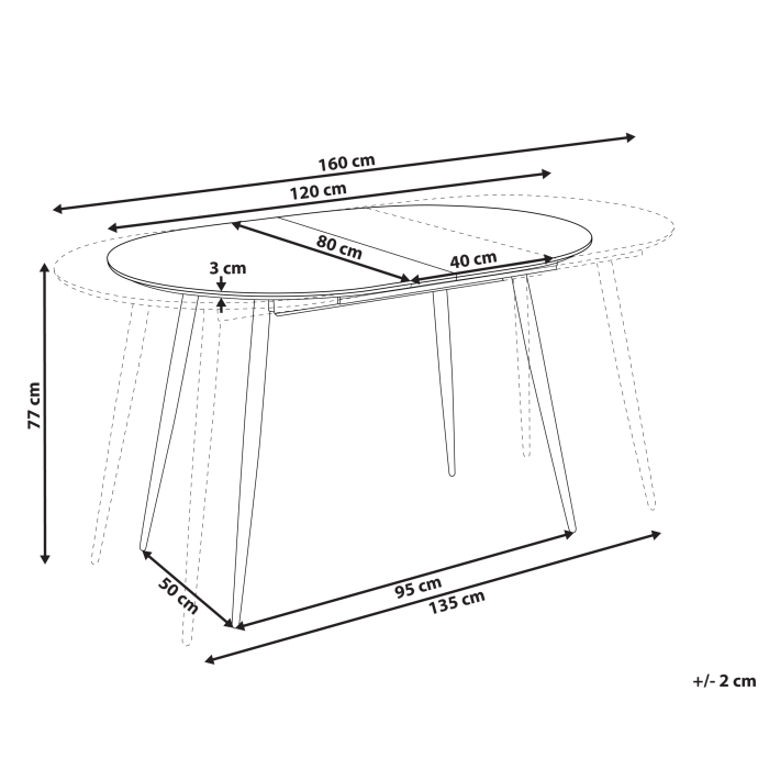 Masă de dining extensibilă CLAVET  Maro deschis 120/160 cm 80 cm [3]