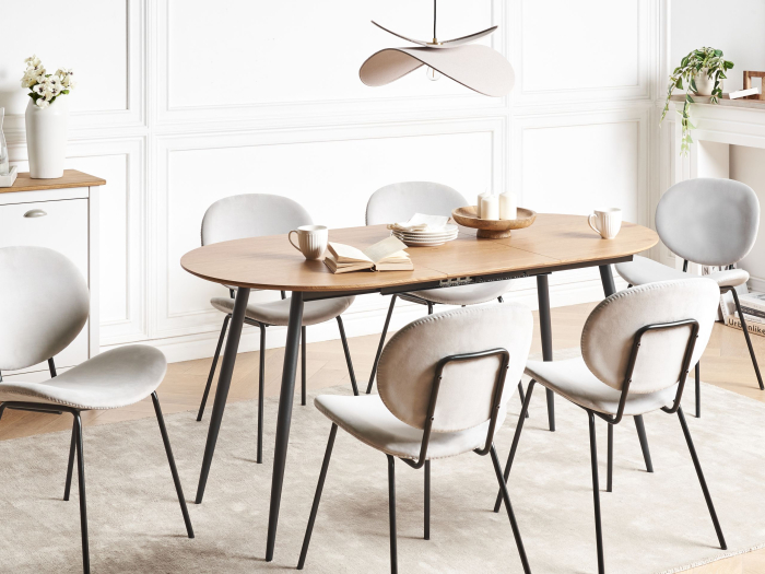 Masă de dining extensibilă CLAVET  Maro deschis 120/160 cm 80 cm [1]