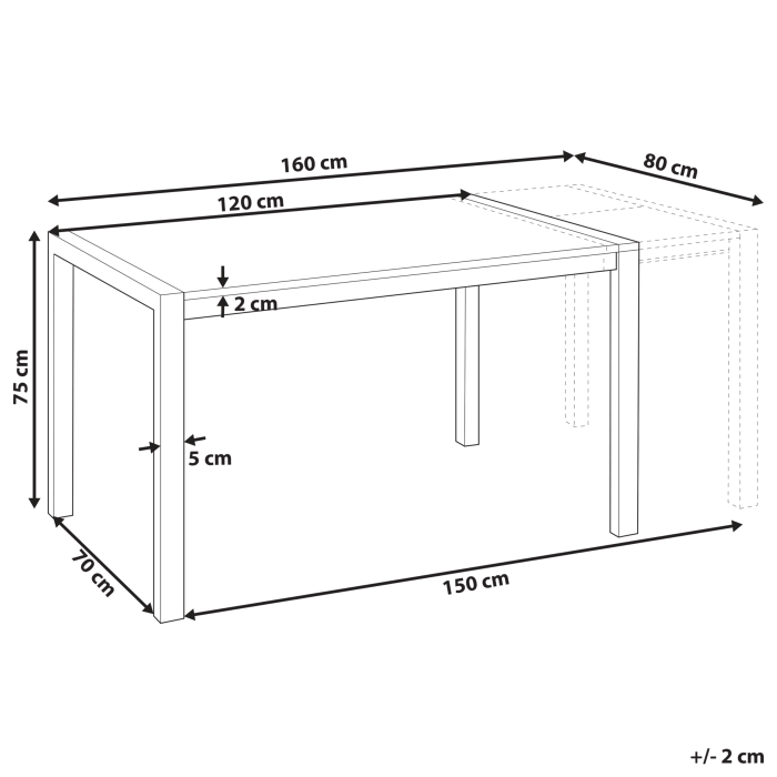 Extendable dining table GRANADA Black 120/160 cm 80 cm [3]