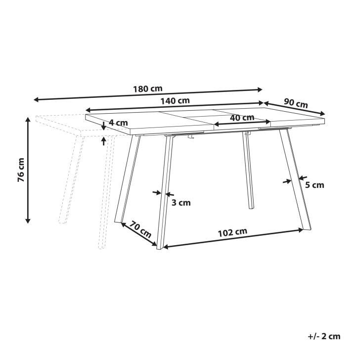 Masă de dining extensibilă HARLOW Maro închis 140/180 cm 90 cm [3]