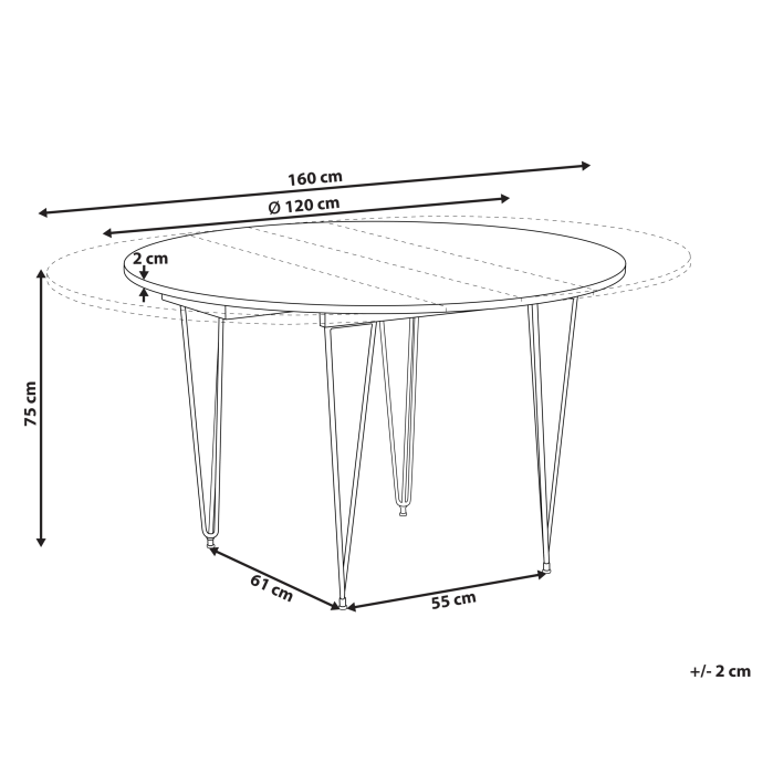 Masă de dining extensibilă LOUISE Maro 120/160 cm 120 cm [3]