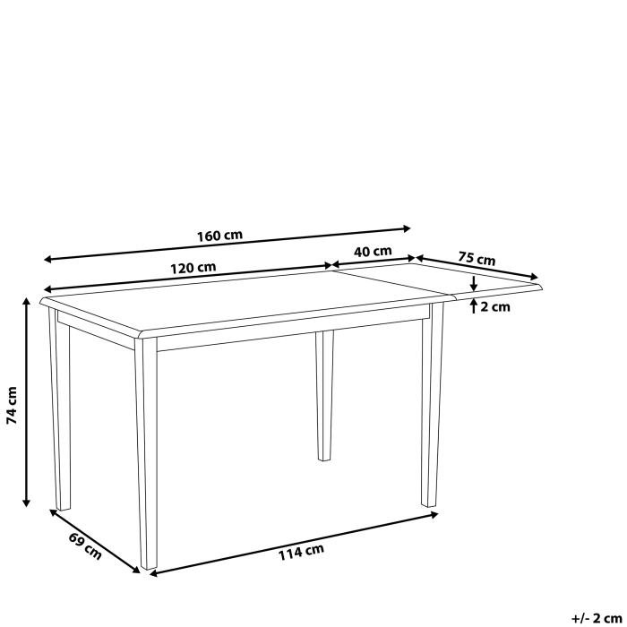 Masă de dining extensibilă LOUISIANA Maro deschis 120/160 cm 75 cm Lemn [3]