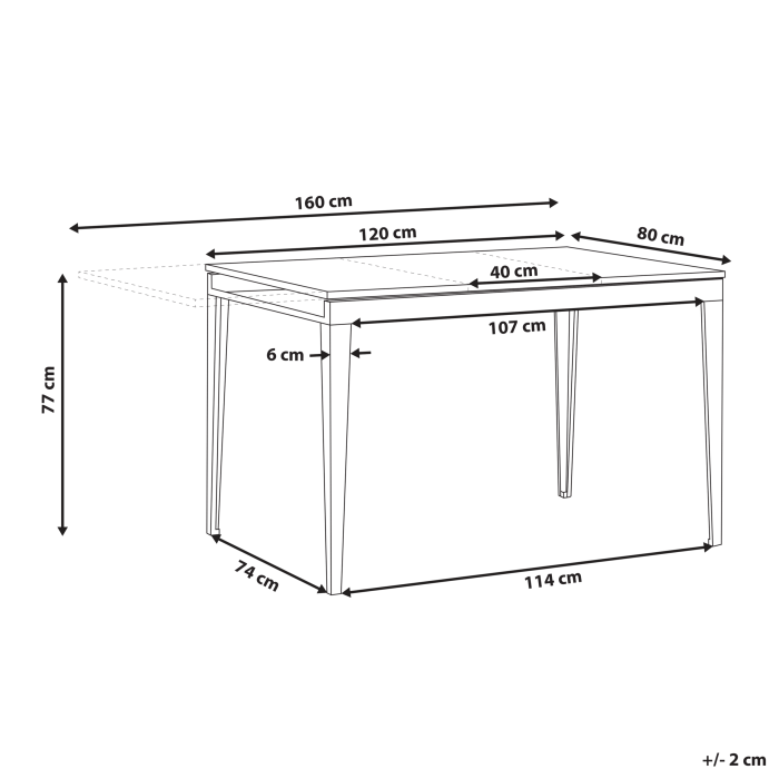 Masă de dining extensibilă NORLEY Negru 120/160 cm 80 cm [3]