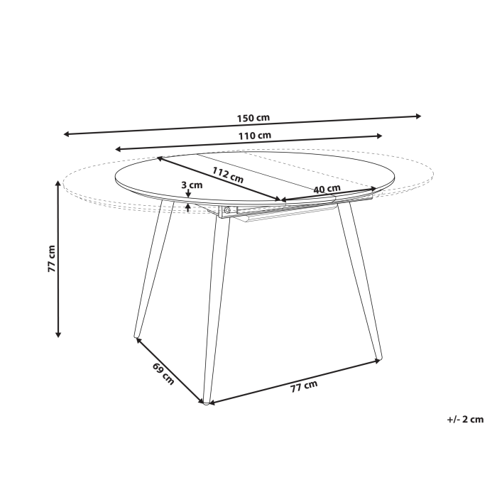 Extendable dining table SENIAC Brown 110/150 cm 112 cm [3]