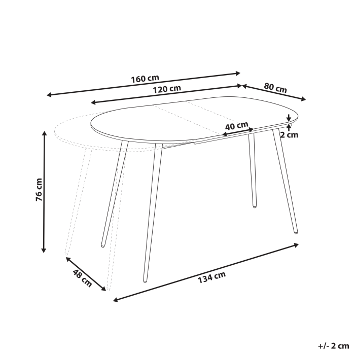 Masă de dining extensibilă STAVERTON Alb 120/160 cm 80 cm [3]